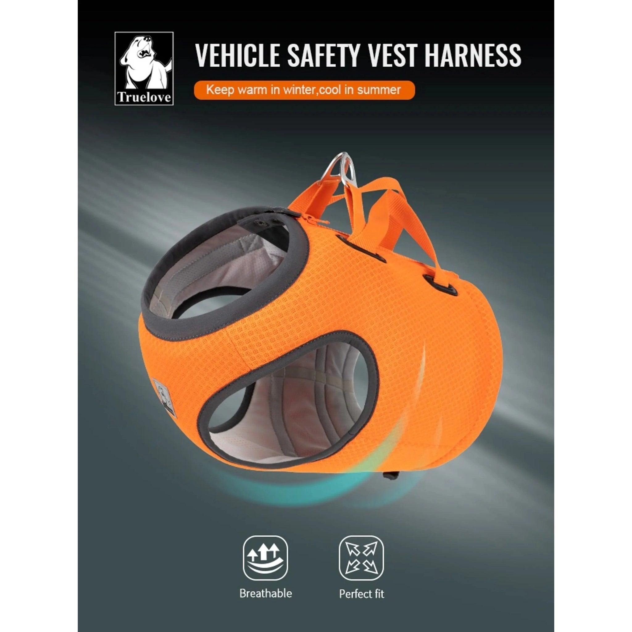 Oranges Truelove-Hundegeschirr als Fahrzeug-Sicherheitsweste. pet-shop24